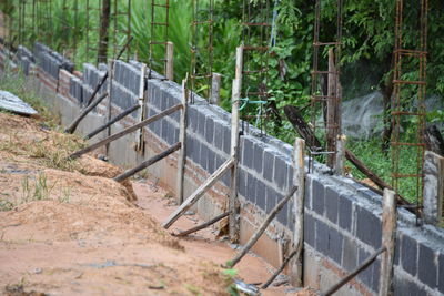 View of fence in forest