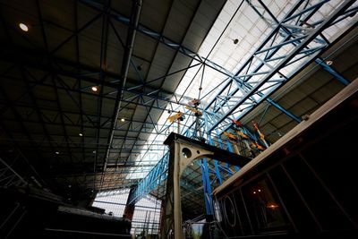 Low angle view of skylight in building