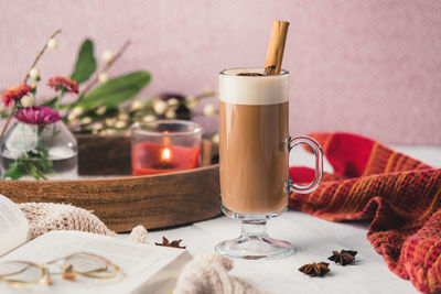 Close-up of drink in glass on table