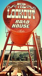 Low angle view of information sign