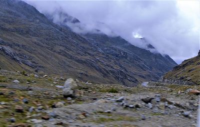Scenic view of mountains against sky