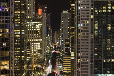 Illuminated cityscape at night