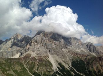 Panoramic view of majestic mountains against sky
