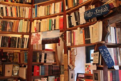 Books on shelf in library