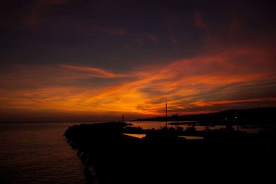 Scenic view of sea against sky at sunset