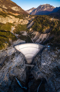 High angle view of water flowing through rocks