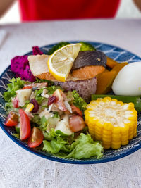 Close-up of food in plate on table