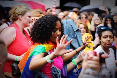 Close-up of woman using mobile phone