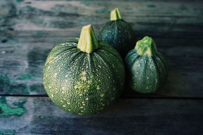 High angle view of squashes on table