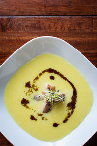 Close-up of food in plate on table