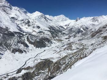 Snow covered mountains against sky