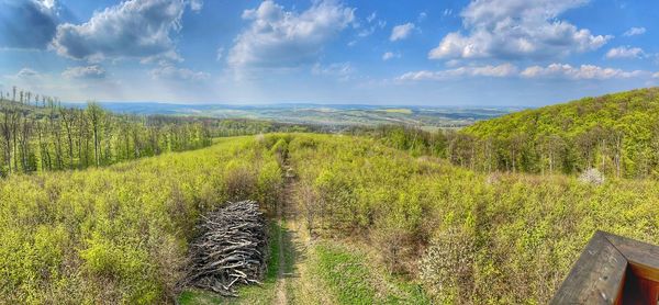 Scenic view of land against sky