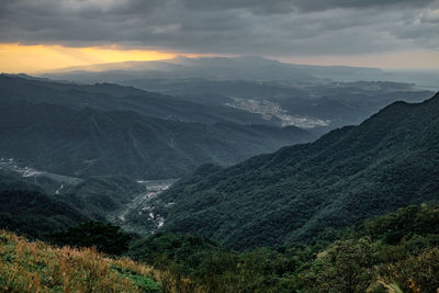 Scenic view of mountains against sky