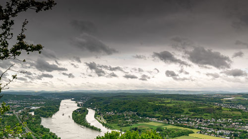 High angle view of landscape against sky