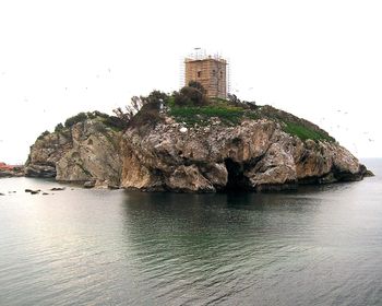 Rock formation in sea