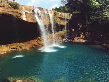 Scenic view of waterfall