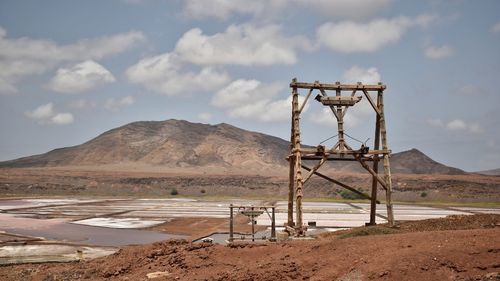 Salt mining equipment in the landscape