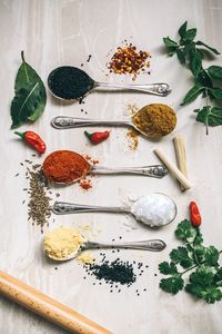 High angle view of food on table