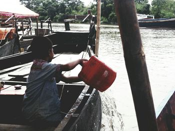 Man working on railing