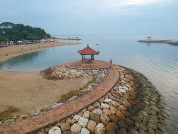 High angle view of beach against sky