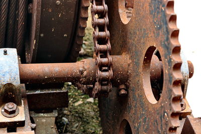 Close-up of rusty machine part