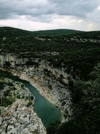 High angle view of river against sky