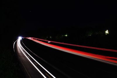 Light trails on highway at night