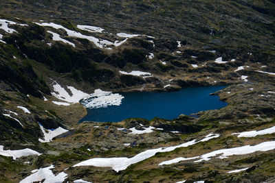 Aerial view of snowcapped mountains