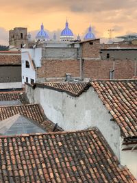 High angle view of building against cloudy sky in cuenca ecuador 