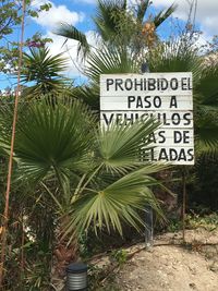 Information sign on tree