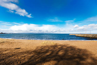 Scenic view of beach against sky