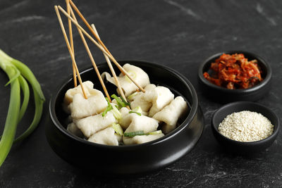 High angle view of food on table