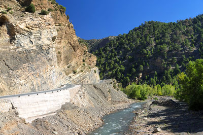 Scenic view of mountains against clear sky