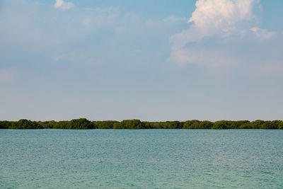 Scenic view of lake against sky