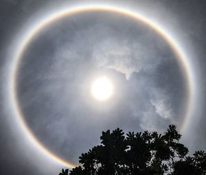 Low angle view of rainbow in sky