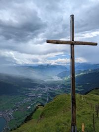 Wooden cross in mount rigi