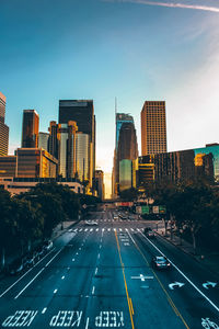 View of city at sunset