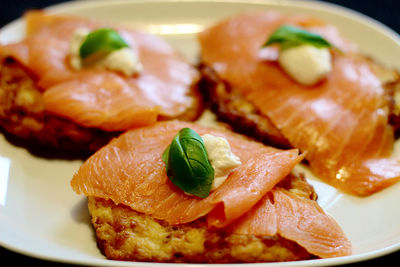 Close-up of meal served in plate