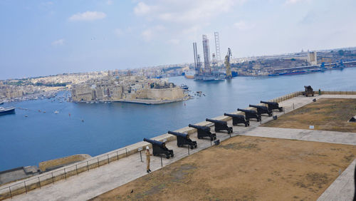   the firing of cannon at the saluting battery at  malta
