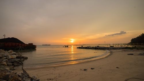 Scenic view of sea at sunset