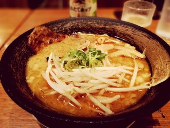 Close-up of soup in bowl