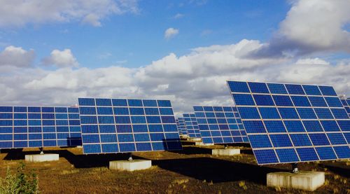 Solar panels against sky