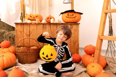 Jack o lantern on table