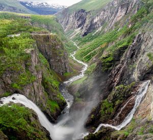 Scenic view of waterfall