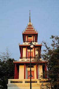 Low angle view of temple against clear sky