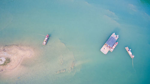 High angle view of ship in sea