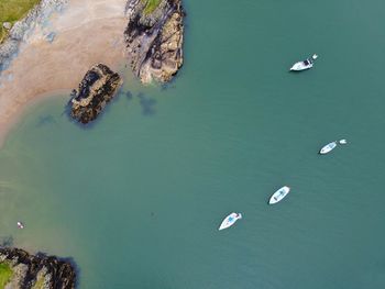 High angle view of rock in sea