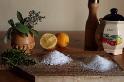 Fruits and vegetables on cutting board