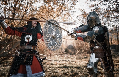 Warriors fighting in forest