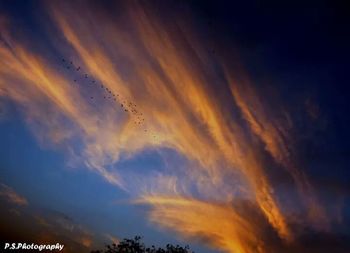 Low angle view of dramatic sky during sunset